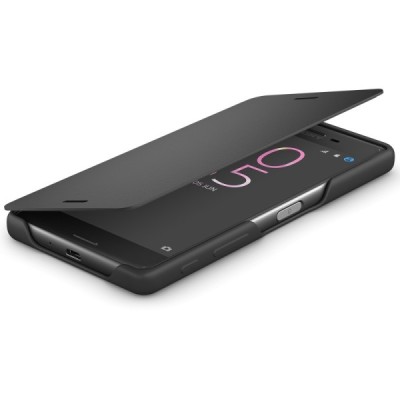 Oficialius Sony Xperia X Style Cover Flip juodas atverčiamas dėklas SCR52 / Priedai.lt