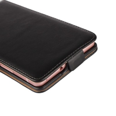 Huawei P9 Lite (Huawei Ascend P9 Lite, Huawei G9 Lite) klasikinis vertikaliai atverčiamas juodas odinis dėklas / Priedai.lt