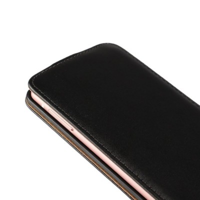 Huawei P9 Lite (Huawei Ascend P9 Lite, Huawei G9 Lite) klasikinis vertikaliai atverčiamas juodas odinis dėklas / Priedai.lt