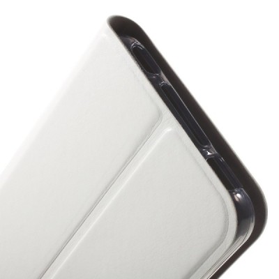 HTC Desire 825 atverčiamas baltas odinis dėklas - piniginė / Priedai.lt