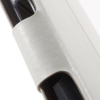 HTC Desire 825 atverčiamas baltas odinis dėklas - piniginė / Priedai.lt