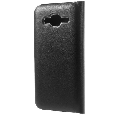 Samsung Galaxy J3 2016 (J320) melns atvēramais Smart Wallet ādas maciņš - maks / Vacins.lv
