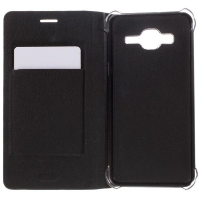 Samsung Galaxy J3 2016 (J320) melns atvēramais Smart Wallet ādas maciņš - maks / Vacins.lv