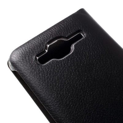Samsung Galaxy J3 2016 (J320) melns atvēramais Smart Wallet ādas maciņš - maks / Vacins.lv