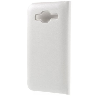 Samsung Galaxy J3 2016 (J320) baltas odinis atverčiamas Smart Wallet dėklas - piniginė / Priedai.lt