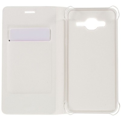 Samsung Galaxy J3 2016 (J320) baltas odinis atverčiamas Smart Wallet dėklas - piniginė / Priedai.lt
