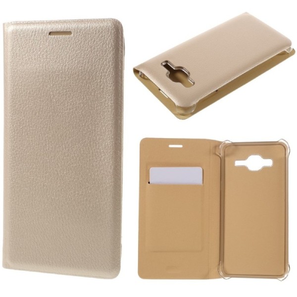 „Smart Wallet“ atverčiamas dėklas - auksinis (Galaxy J3 2016)