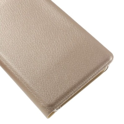 Samsung Galaxy J3 2016 (J320) auksinis odinis atverčiamas Smart Wallet dėklas - piniginė / Priedai.lt