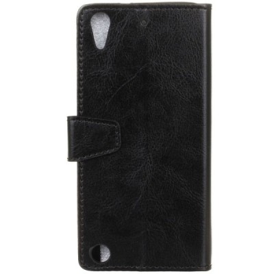 HTC Desire 530 atvēramais ādas melns maciņš (maks) / Vacins.lv