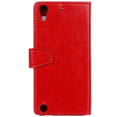 HTC Desire 530 atvēramais ādas sarkans maciņš (maks) / Vacins.lv