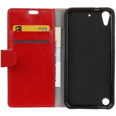 HTC Desire 530 atvēramais ādas sarkans maciņš (maks) / Vacins.lv