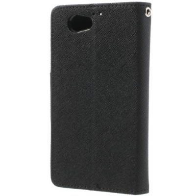 Sony Xperia Z1 Compact Mercury juodas atverčiamas dėklas - piniginė / Priedai.lt