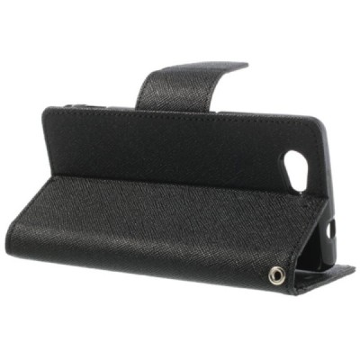 Sony Xperia Z1 Compact Mercury juodas atverčiamas dėklas - piniginė / Priedai.lt