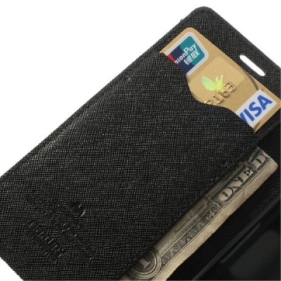 Sony Xperia Z1 Compact Mercury juodas atverčiamas dėklas - piniginė / Priedai.lt