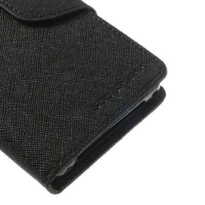 Sony Xperia Z1 Compact Mercury juodas atverčiamas dėklas - piniginė / Priedai.lt