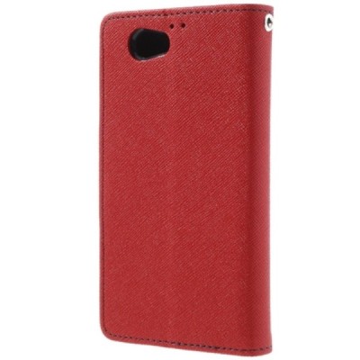 Sony Xperia Z1 Compact Mercury raudonas atverčiamas dėklas - piniginė / Priedai.lt