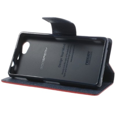 Sony Xperia Z1 Compact Mercury raudonas atverčiamas dėklas - piniginė / Priedai.lt