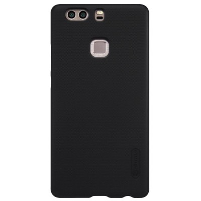 Huawei P9 Plus Nillkin Frosted Shield juodas plastikinis dėklas + apsauginė ekrano plėvelė / Priedai.lt