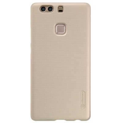 Huawei P9 Plus Nillkin Frosted Shield auksinis plastikinis dėklas + apsauginė ekrano plėvelė / Priedai.lt