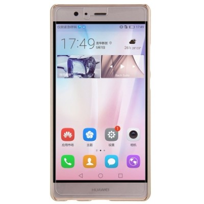 Huawei P9 Plus Nillkin Frosted Shield auksinis plastikinis dėklas + apsauginė ekrano plėvelė / Priedai.lt