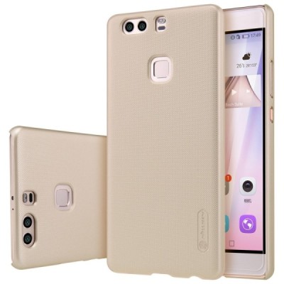 Huawei P9 Plus Nillkin Frosted Shield auksinis plastikinis dėklas + apsauginė ekrano plėvelė / Priedai.lt