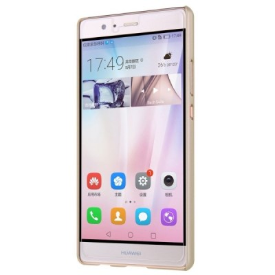 Huawei P9 Plus Nillkin Frosted Shield auksinis plastikinis dėklas + apsauginė ekrano plėvelė / Priedai.lt