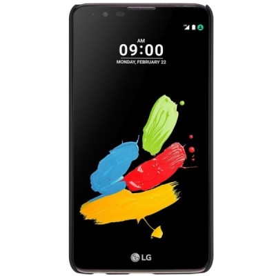 LG Stylus 2 (K520) Nillkin Frosted Shield melns plastmasas apvalks + ekrāna aizsargplēve / Vacins.lv