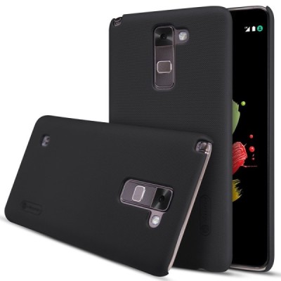 LG Stylus 2 (K520) Nillkin Frosted Shield melns plastmasas apvalks + ekrāna aizsargplēve / Vacins.lv