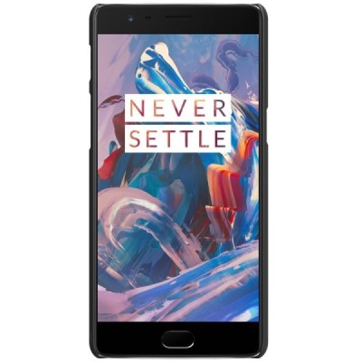 OnePlus 3 Three Nillkin Frosted Shield juodas plastikinis dėklas / Priedai.lt