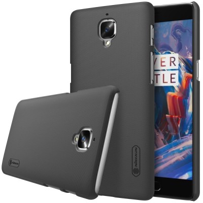 OnePlus 3 Three Nillkin Frosted Shield juodas plastikinis dėklas / Priedai.lt