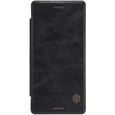 Greznais „Nillkin“ Qin sērijas ādas atvērams melns Sony Xperia X Performance maciņš (maks) / Vacins.lv