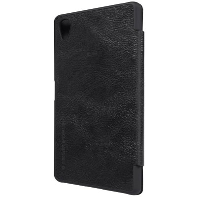 Greznais „Nillkin“ Qin sērijas ādas atvērams melns Sony Xperia X Performance maciņš (maks) / Vacins.lv