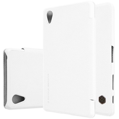 Greznais „Nillkin“ Qin sērijas ādas atvērams balts Sony Xperia X Performance maciņš (maks) / Vacins.lv