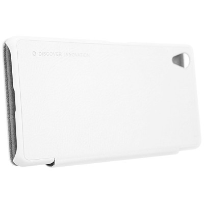 Greznais „Nillkin“ Qin sērijas ādas atvērams balts Sony Xperia X Performance maciņš (maks) / Vacins.lv