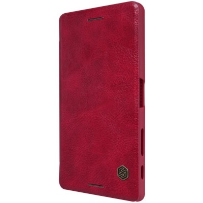 Greznais „Nillkin“ Qin sērijas ādas atvērams sarkans Sony Xperia X Performance maciņš (maks) / Vacins.lv
