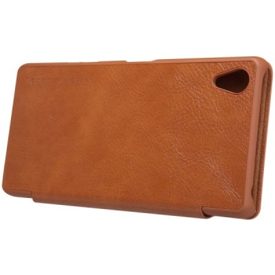 Greznais „Nillkin“ Qin sērijas ādas atvērams brūns Sony Xperia X Performance maciņš (maks) / Vacins.lv