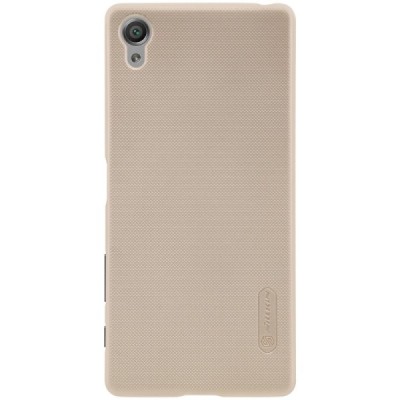 Nillkin Frosted Shield Sony Xperia X Performance auksinis plastikinis dėklas + apsauginė ekrano plėvelė / Priedai.lt