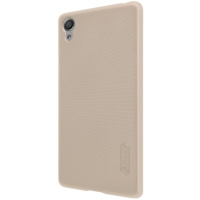 Sony Xperia X Performance Nillkin Frosted Shield zelta plastmasas futrālis + ekrāna aizsargplēve / Vacins.lv