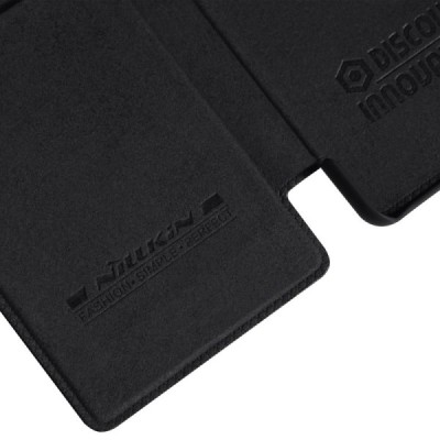 Prabangus „Nillkin“ Qin serijos juodas odinis atverčiamas Sony Xperia XA dėklas / Priedai.lt