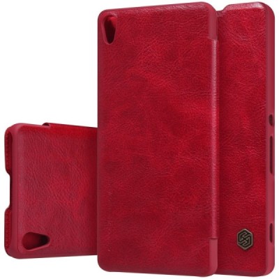 Prabangus „Nillkin“ Qin serijos raudonas odinis atverčiamas Sony Xperia XA dėklas / Priedai.lt