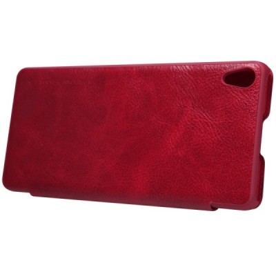 Prabangus „Nillkin“ Qin serijos raudonas odinis atverčiamas Sony Xperia XA dėklas / Priedai.lt