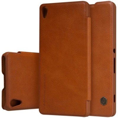 Greznais „Nillkin“ Qin sērijas ādas atvērams brūns Sony Xperia XA maciņš (maks) / Vacins.lv