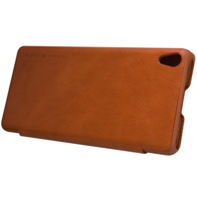 Greznais „Nillkin“ Qin sērijas ādas atvērams brūns Sony Xperia XA maciņš (maks) / Vacins.lv