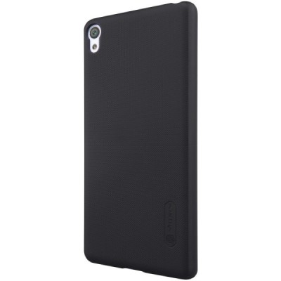 Nillkin Frosted Shield Sony Xperia XA juodas plastikinis dėklas + apsauginė ekrano plėvelė / Priedai.lt