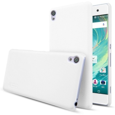 Nillkin Frosted Shield Sony Xperia XA baltas plastikinis dėklas + apsauginė ekrano plėvelė / Priedai.lt