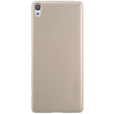 Nillkin Frosted Shield Sony Xperia XA auksinis plastikinis dėklas + apsauginė ekrano plėvelė / Priedai.lt