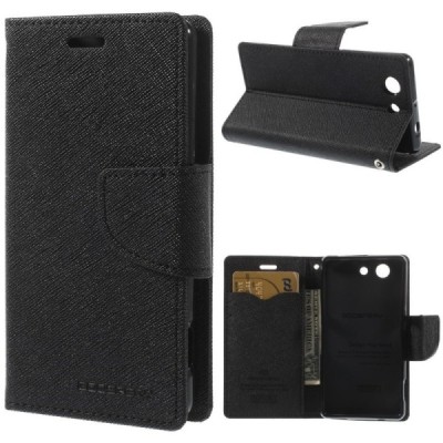 Sony Xperia Z3 Compact Mercury atvērams melns maciņš (maks) / Vacins.lv