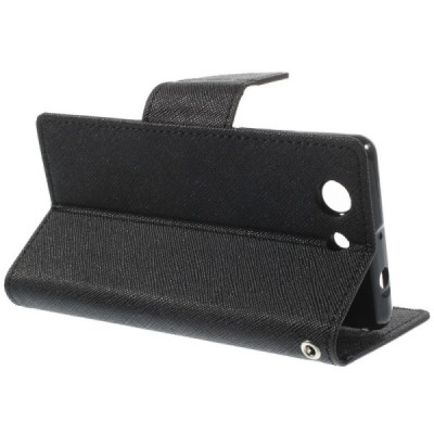 Sony Xperia Z3 Compact Mercury juodas atverčiamas dėklas - piniginė / Priedai.lt