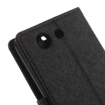 Sony Xperia Z3 Compact Mercury juodas atverčiamas dėklas - piniginė / Priedai.lt