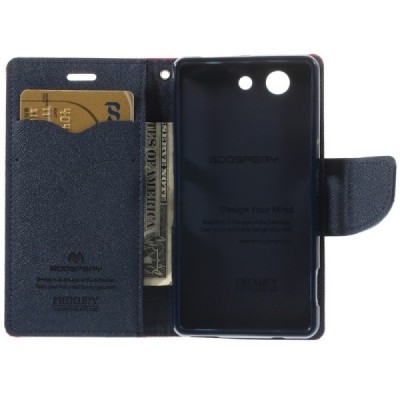 Sony Xperia Z3 Compact Mercury atvērams sarkans maciņš (maks) / Vacins.lv